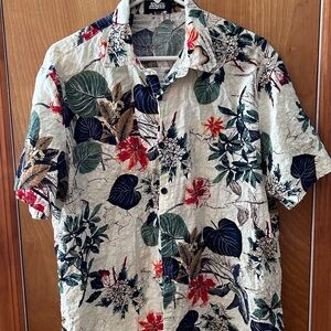Floral Print Men's Casual Button Down Shirt